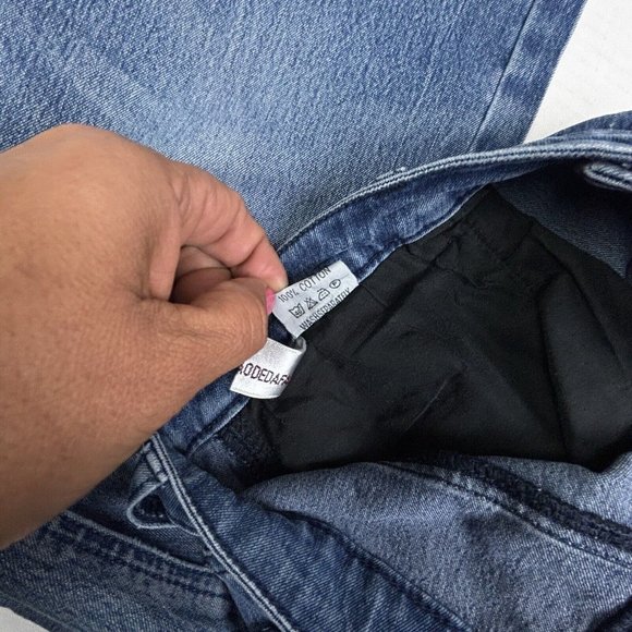 Yinghaodeda Straight Blue Jeans Womens 31‎ 100% Cotton Japan Glitter Embroidered - Picture 8 of 11